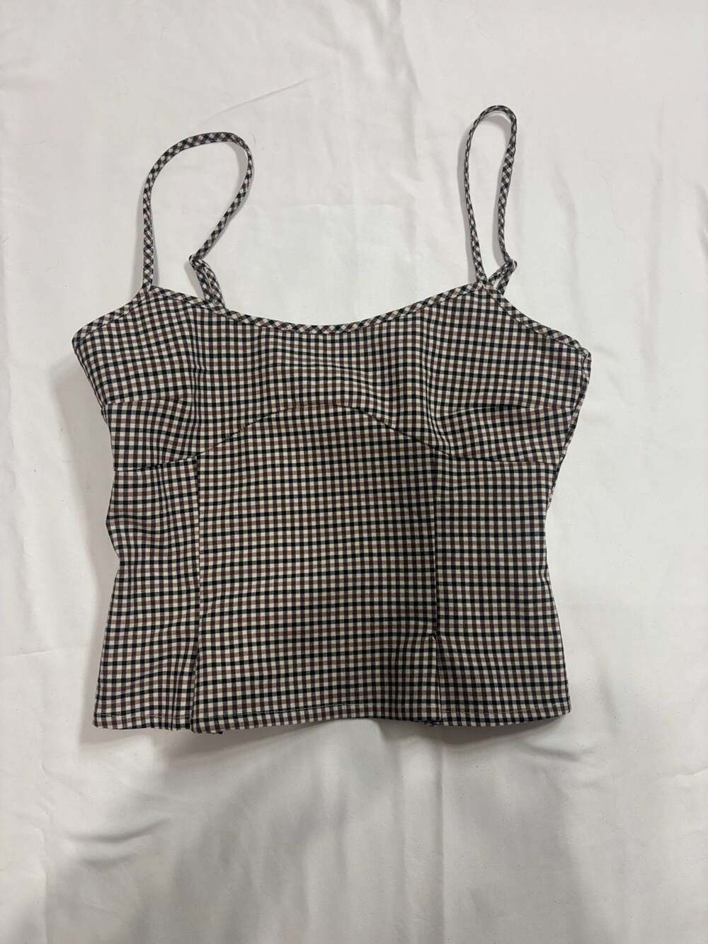 H&M Divided Brown Gingham Check Cami Top